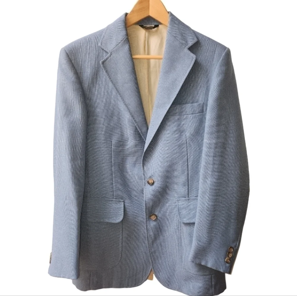 Levi's Panatela Linen Look Jacket Blue 70s Baby Blue